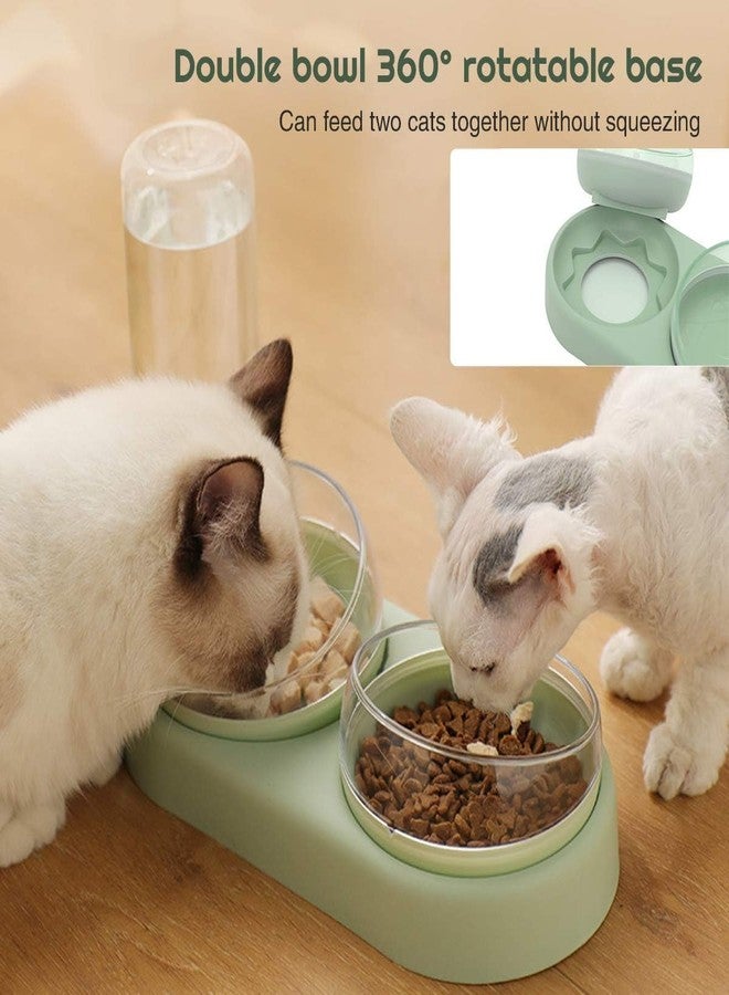 Zipzox Water Food Bowl Set - Pet Bowl Food Feeder Container Dispenser Pet Anti-overturning Rice Bowl Supplies, Raised Inclined Bowl, 3 in 1 Food Bowl for Puppies and Kittens (Green, Pack of 1) - Image 3